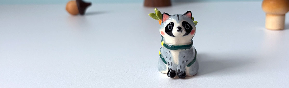 adorable figurine by kness handmade raccoon sculpture